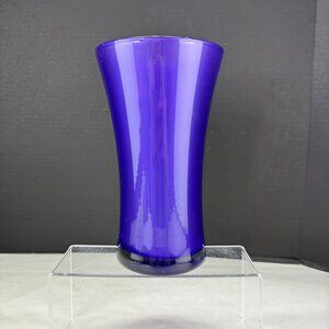 Vintage Flash Painted Purple Glass Clear Bottom Flared Vase